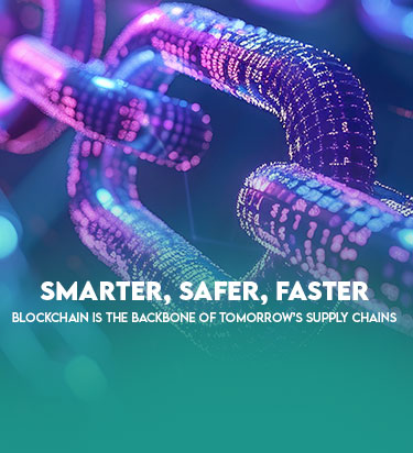 Blockchain technology illustration symbolizing secure, transparent, and efficient supply chains