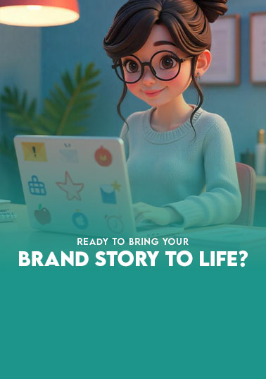 Animated brand storytelling concept with creative visuals and characters bringing a brand message to life.