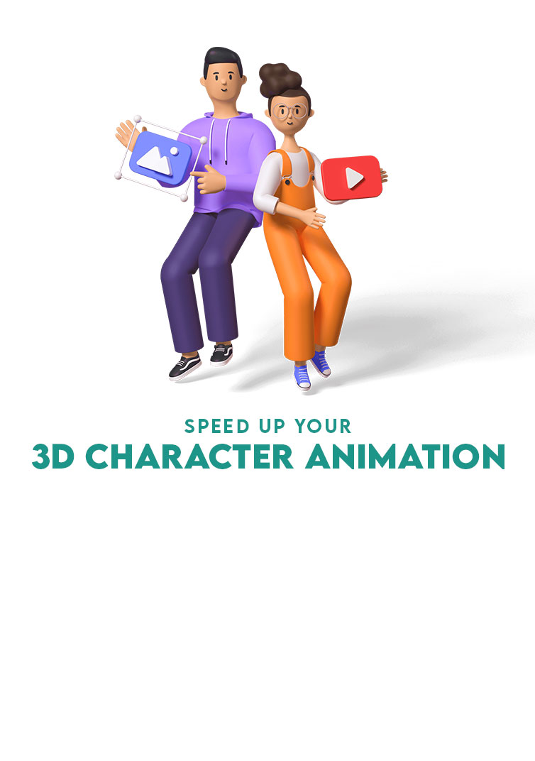 Illustration of a man enjoying digital tools while sitting on a globe, symbolizing efficient 3D character animation with system and login elements.