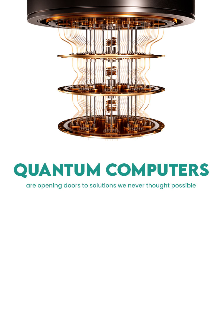 Decorative hanging lantern symbolizing innovation with text about quantum computers opening new solutions