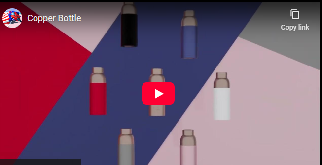 Copper water bottle product animation for mitti